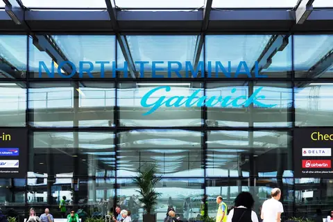 Check-in hall entrance at Gatwick Airport North Terminal